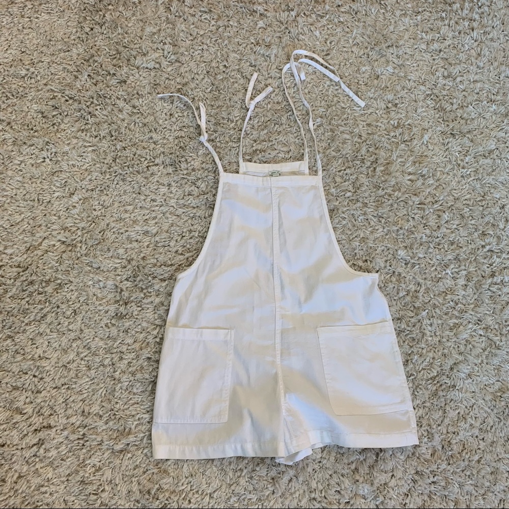 Aerie shortalls in white and tie straps